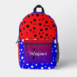 Ästhetisch Blau und Rot - Cooler Name Monogram Bedruckter Rucksack