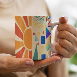 Ästhetisch-blaue Geometrie Vintager Sonnenuntergan Kaffeetasse