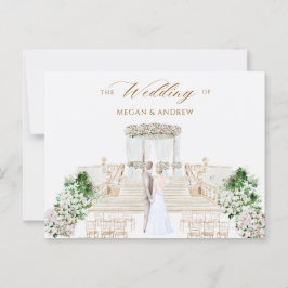 Ästhetisch elegante Hochzeitswasserfarbe Postkarte