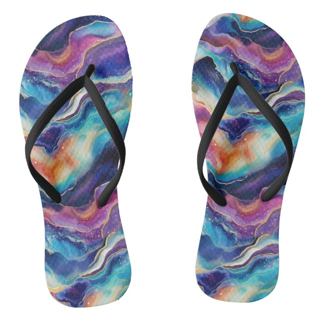 Ästhetisch farbenfroh moderner Regenbogen-Ager Gli Flip Flops (Fußbett)