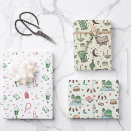 Ästhetisch farbige Muslime Ramadan und Eid Geschenkpapier Set