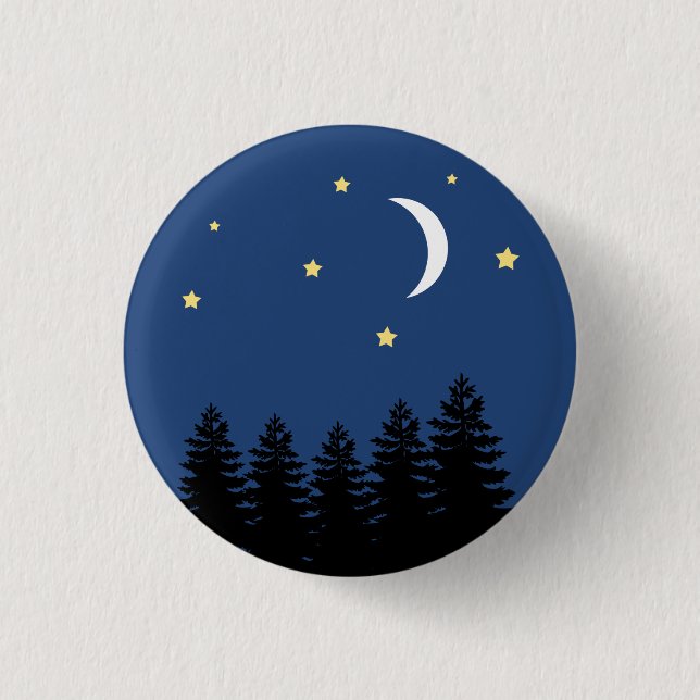Ästhetisch Friedliche Nachtpines Stars Moon Button (Vorderseite)