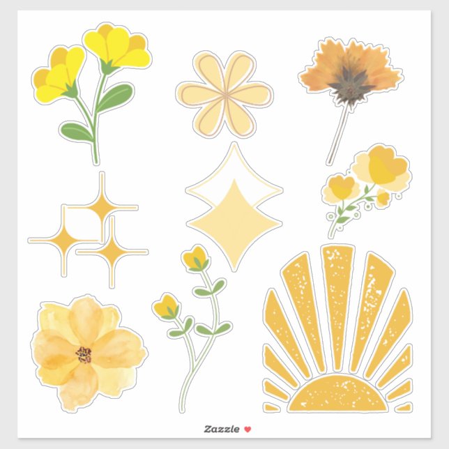 Ästhetisch gelber Sonnenschein Aufkleber (Blatt)