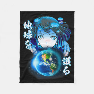 Ästhetisch Japanisch Anime Shirt Girl Earth Day Wo Fleecedecke