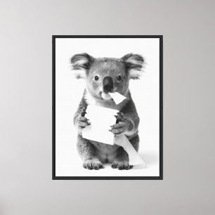 Ästhetisch liebenswerter Koala mit Toilettenpapier Leinwanddruck