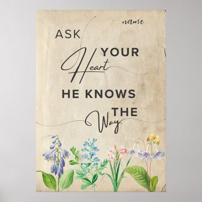 ästhetisch minimalistisch-blumeninspiriertes Zitat Poster (Vorne)