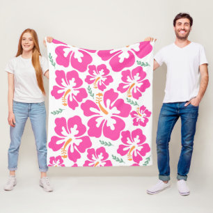 Ästhetisch rosa Hibiskus Wiederholung Fleecedecke