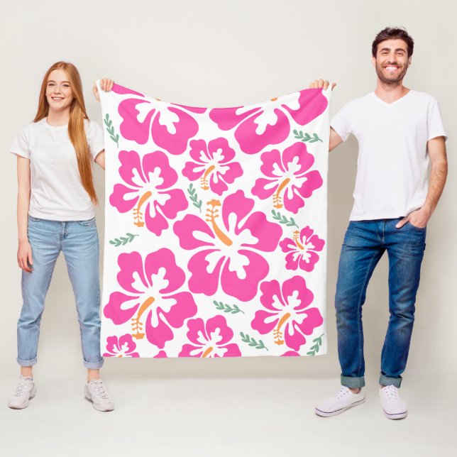 Ästhetisch rosa Hibiskus Wiederholung Fleecedecke (Beispiel)