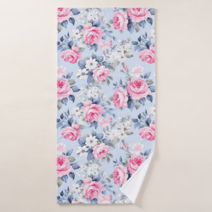 Ästhetisch rosa Rosenmuster, Blume Badhandtuch Set