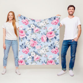 Ästhetisch rosa Rosenmuster, Blume Fleecedecke