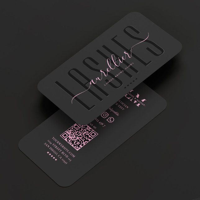 Ästhetisch schwarz-rosa Lashes Makeup Artist Beaut Visitenkarte (Von Creator hochgeladen)