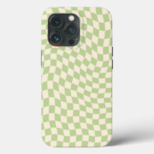 Ästhetisch Wavy Warted Schachbrett Sage Green Case-Mate iPhone Hülle