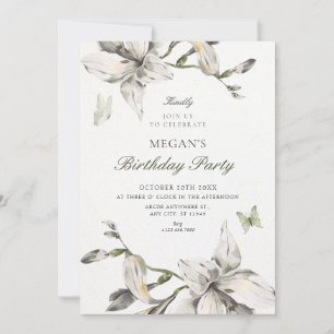 Ästhetisch weiße graue Blume blüht zum Geburtstag Einladung