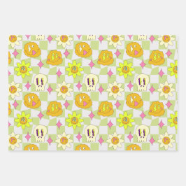 Ästhetisch Y2K Trippy Psychedelic Ungewöhnlich Geschenkpapier Set