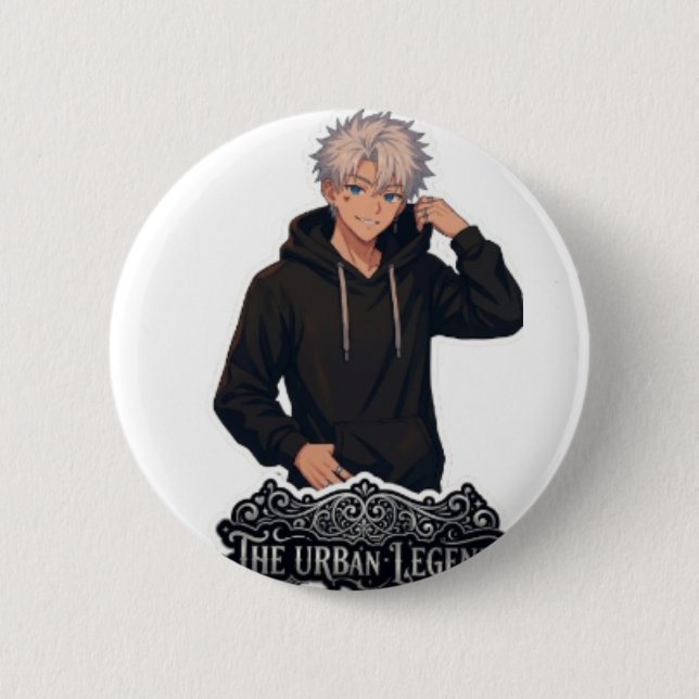 "Ästhetische Anime-Straßenbekleidung Grafik Kunst" Button (Vorderseite)