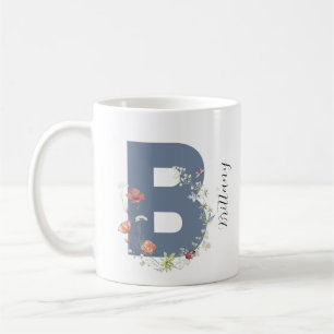 Ästhetische Aquarellfarben Floral Letter B Monogra Kaffeetasse