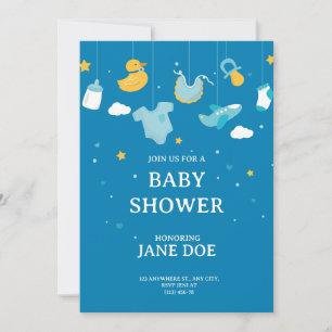 Ästhetische Blue Baby Dusche Einladungskarte