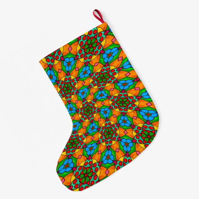 Ästhetische Blume Muster Großer Weihnachtsstrumpf (Rückseite (Hängend))