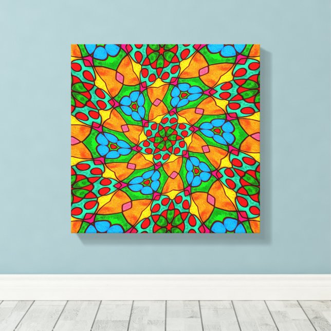Ästhetische Blume Muster Leinwanddruck (Insitu (Holzboden))