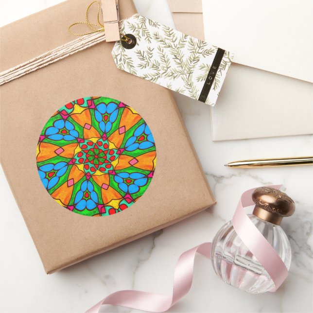 Ästhetische Blume Muster Runder Aufkleber (Schenken)