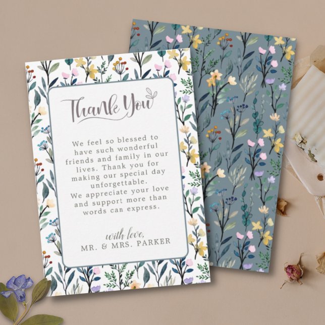 Ästhetische Blumenhandschrift schrieb SkriptHochze Dankeskarte (Von Creator hochgeladen)