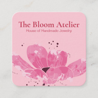 Ästhetische Blumenrosa Rosa Rosa Kunstfarben Quadratische Visitenkarte