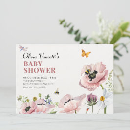 Ästhetische Blütenblütenbienen Babydusche Einladung