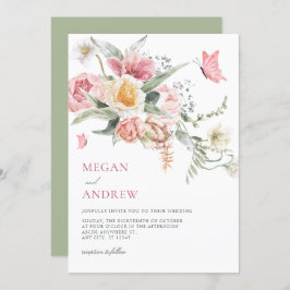 Ästhetische Blütenpastellfarbenhochzeit Einladung