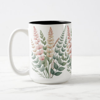 Ästhetische Botanische Farne Blumenmuster Kaffee M Zweifarbige Tasse