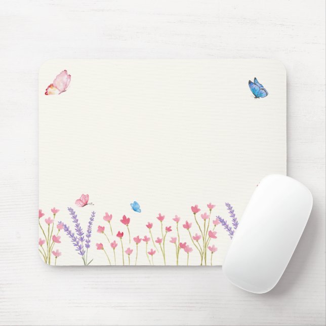 Ästhetische Butterfly-Wildblumen Mousepad (Mit Mouse)