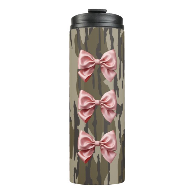 Ästhetische Camouflage Bottomland Baby Pink Ribbon Thermosbecher (Vorderseite)