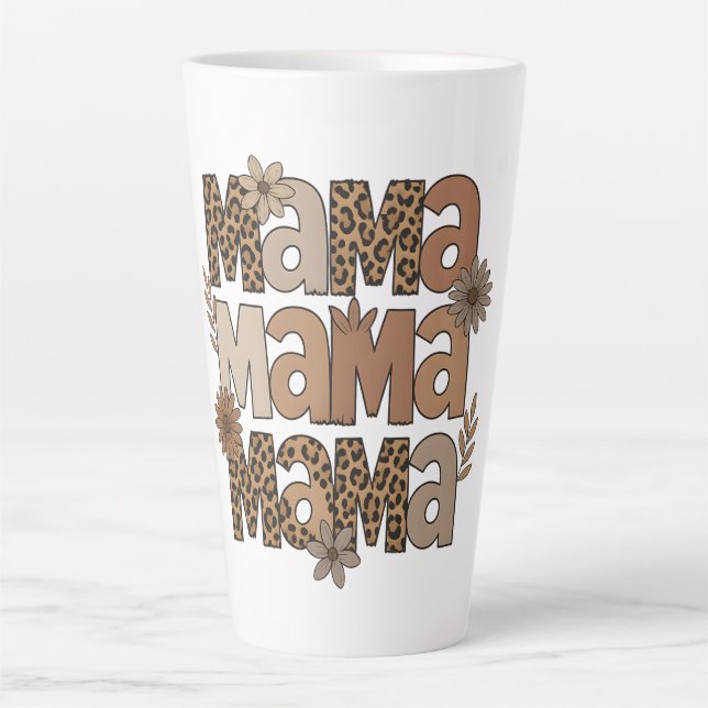 Ästhetische Chic Mama Typografie Leopard Print Milchtasse (Vorderseite)