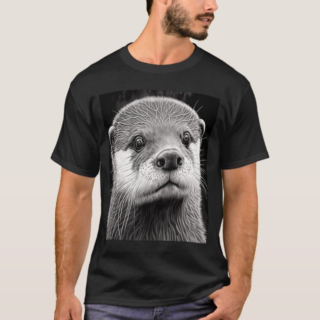 Ästhetische Coole Otter Kopf gestrichen Meer Otter T-Shirt (Vorderseite)