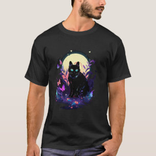 Ästhetische Cottagecore-Katze mit Schmetterling un T-Shirt