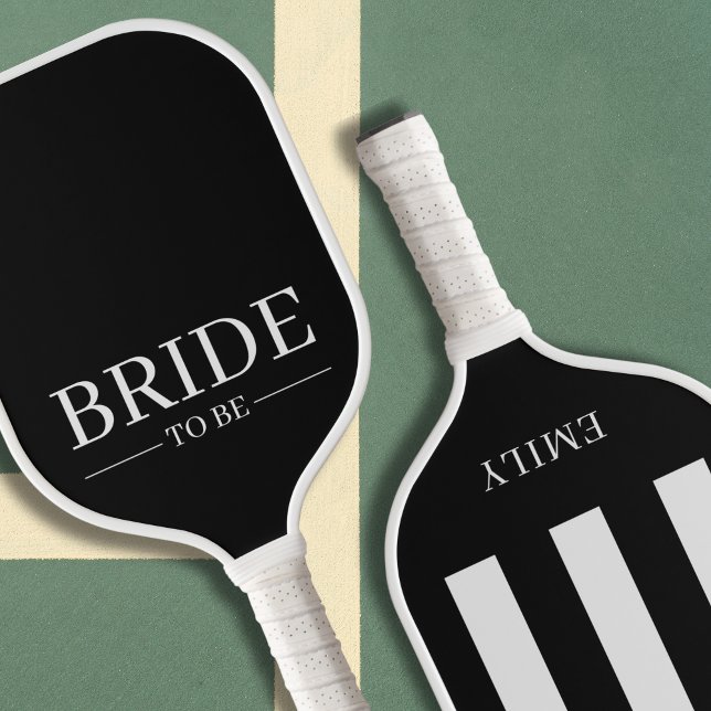 Ästhetische Country Club Bridge um schwarz-weiß zu Pickleball Schläger (Bride To Be Pickleball Paddle Black & White Stripes Old Money Aesthetic Country Club )