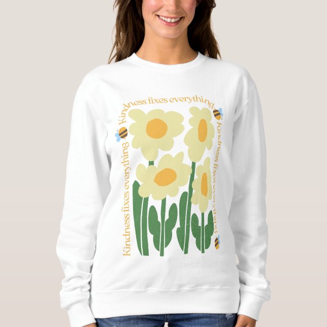 Ästhetische Daisy Kindness Wildblume Frühlingsbien Sweatshirt (Vorderseite)