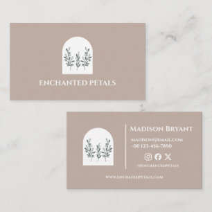Ästhetische Elegant floral Boho Leaf Soft Color Visitenkarte