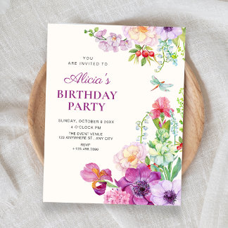 Ästhetische elegante Blumenkunst-Geburtstag Einladung