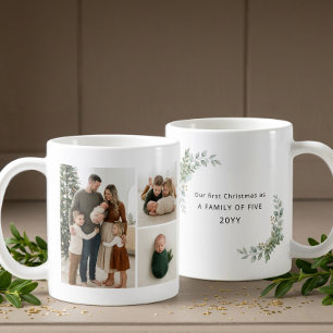 Ästhetische Familie-mit-fünf-ersten-Weihnachten-Fo Kaffeetasse
