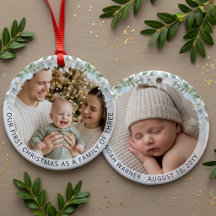 Ästhetische Familie zu Dritt Erstes Weihnachtsfoto