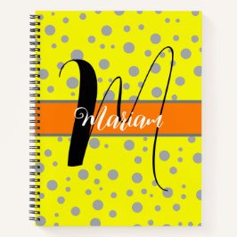 Ästhetische Farbe Grau und Gelb - Name Mit Monogra Notizbuch