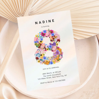 Ästhetische Flora 8. Geburtstag Frühjahrsgarten Th Einladung