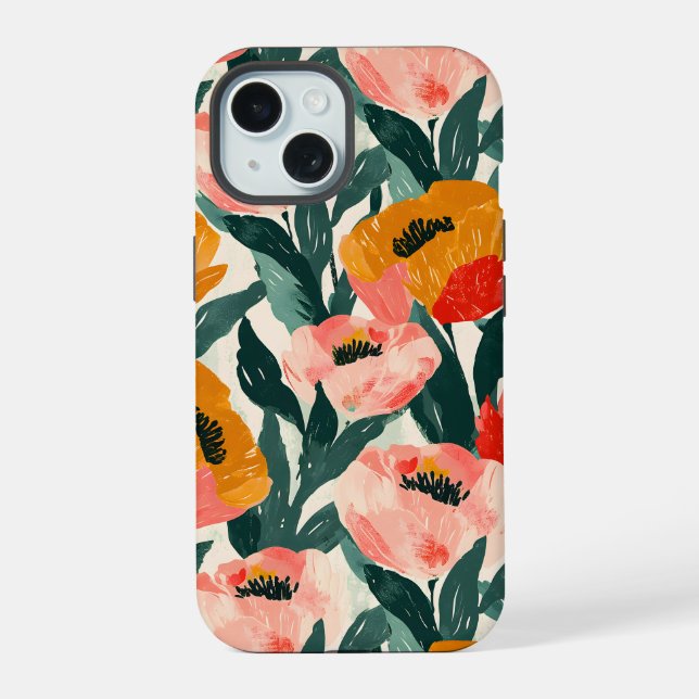 Ästhetische Floral iPhone 15 Tough Case iPhone 15 Hülle (Rückseite)