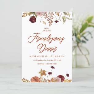 Ästhetische Florale Friendsgiving-Dinner-Einladung Einladung
