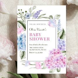 Ästhetische Florale Hortensien-Baby-Party Einladung