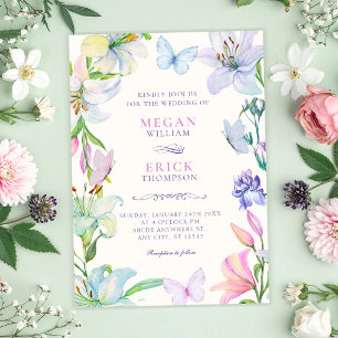 Ästhetische florale Schmetterlinge Hochzeit Einladung