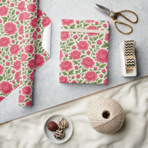 Ästhetische Florale Üppige Rosa Pfingstrosen Geschenkpapier