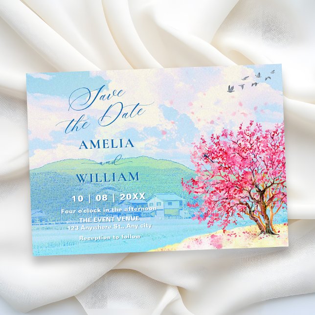 Ästhetische Frühlings-Aquarell-Hochzeit Save The Date (Von Creator hochgeladen)