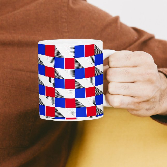Ästhetische geometrische Rot-Schwarz-weiß- und Bla Kaffeetasse (Von Creator hochgeladen)