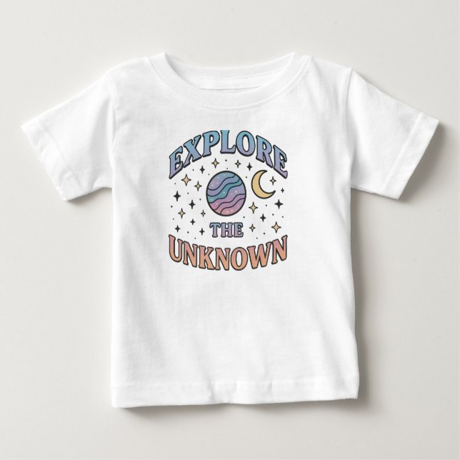 Ästhetische Gestaltung kosmischer Typografie Baby T-shirt (Vorderseite)